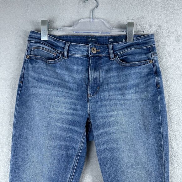 J. Jill Demi Bootcut Jeans Size 8 Frayed Hem Womens Mid Rise Light Wash Blue - Picture 3 of 12